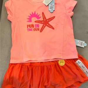 Pink and Orange Fun in the Sun T-Shirt and Skort Set